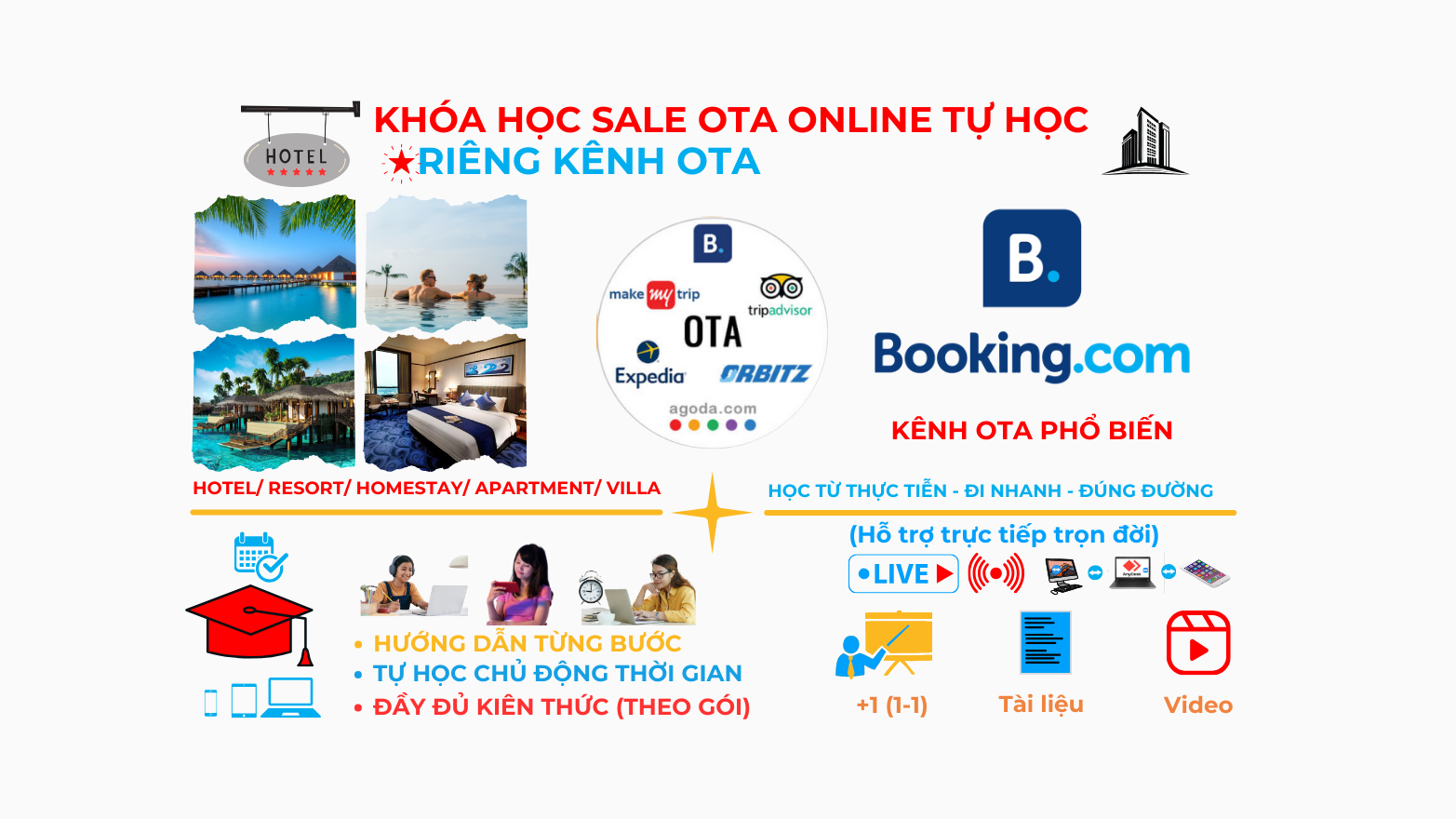 Khóa học Sale OTA cho riêng 1 kênh Booking.com (tự học online) – Bán phòng